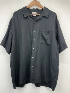 Breakwater size Large Men’s Black Linen Short Sleeve Button Up Shirt  - Picture 1 of 4
