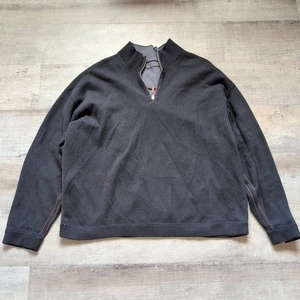 Tommy Bahama Sweater Mens XXL? Black Gray Reversible 1/4 Zip Pullover - Picture 1 of 6