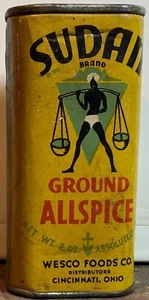 Sudan Paper Label Ground Allspice Tin 1930 Full - Picture 1 of 5