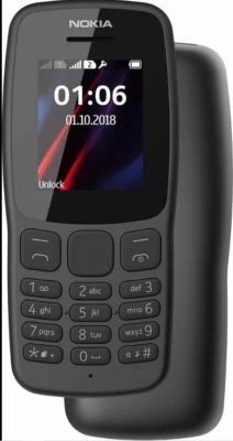 NOKIA 106 DUAL SIM BLACK WITH LED TORCH - FM RADIO 1.8” DISPLAY - Image 1 of 2