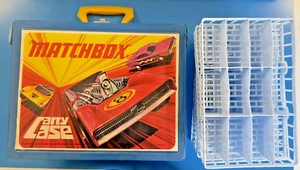 Vintage 1971 Matchbox Toy Car Plastic Carrying Case Blue 10" X 13" with 4 Trays - Picture 1 of 17