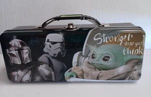 Star Wars Mandalorian Baby Yoda Tool Tin Box Handle Pencil Box - Picture 1 of 10