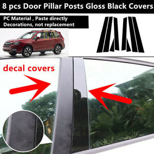 Fit For 2014-2018 Subaru Forester 8 PC Gloss Black Door Pillar Cover Trim Posts