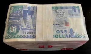 Singapore 1 DOLLAR P-18 1987 x 1000 Pcs Lot BRICK Bundle Ship Satellite UNC NOTE - Picture 1 of 7