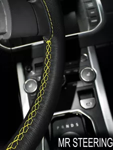CUBIERTA DE VOLANTE DE CUERO PARA KIA SORENTO I TRUE BEST AMARILLA DOBLE COSTURA - Imagen 1 de 3