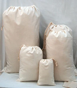 COTTON DRAWSTRING CHRISTMAS GIFT SANTA SACK BLANK FOR CUSTOMISING - Picture 1 of 7