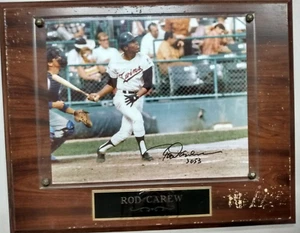 Rod Carew MLB Twins 8x10 Autographed Photo on Plaque w/ OLD COA - Picture 1 of 8