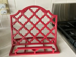Vintage Cookbook Stand Cast Iron Elegant Kitchen Counter Decor Recipe Holder Red - Picture 1 of 5