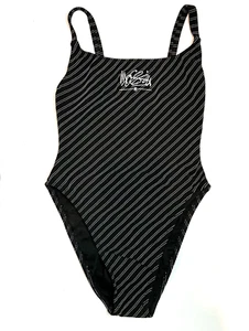 Vintage 90s Mossimo Flexcel Striped One Piece High Waisted Swimsuit sz M Made in USA - Bild 1 von 7