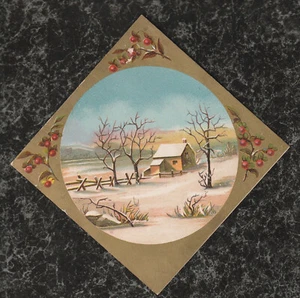 Rhombus Victorian Trade Card Pardue China Hall Saratoga Springs 4x4 Winterszene - Bild 1 von 2