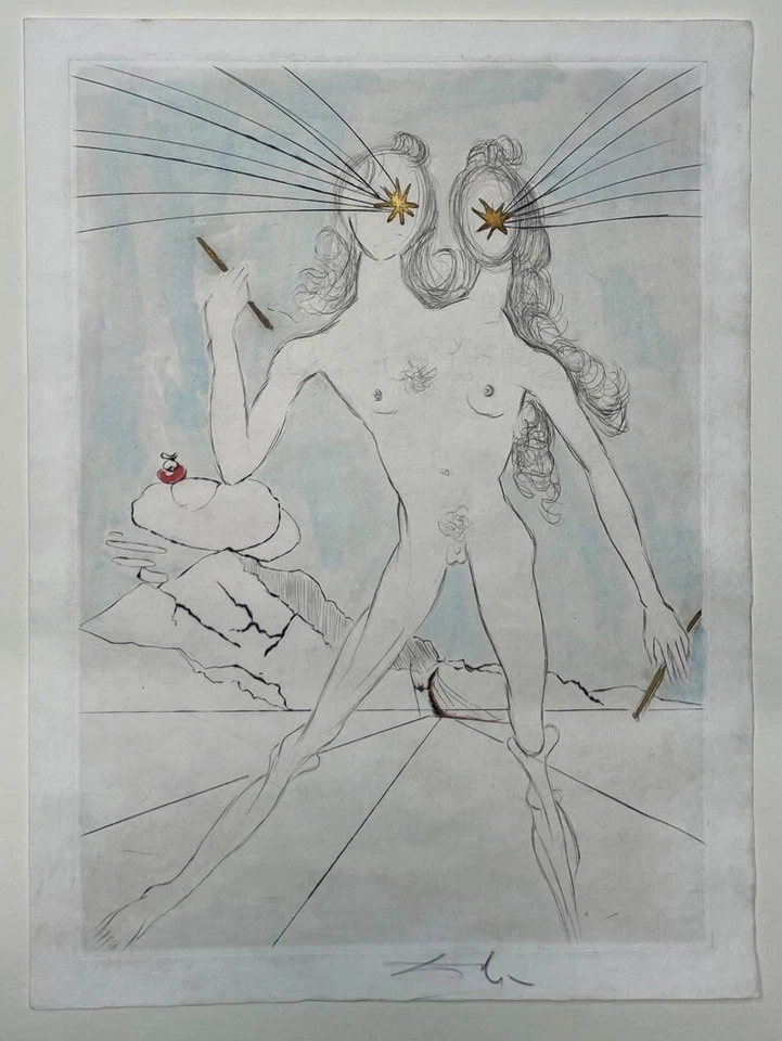 Salvador Dali Bicephale Original Kaltnadelradierung 1968 handsigniert - Bild 1 von 1