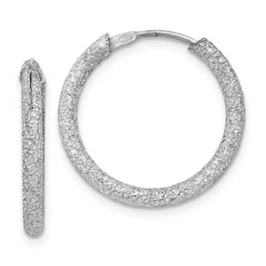 "Pendientes de aro sin fin de corte láser chapados en rodio de plata esterlina de 2 mm 0,79" - Imagen 1 de 2