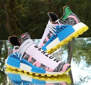 Adidas NMD Hu Pharrell Solar Pack Madre Hombre’s Talla 10 Blanco Personalizado BB9531 - Imagen 1 de 14