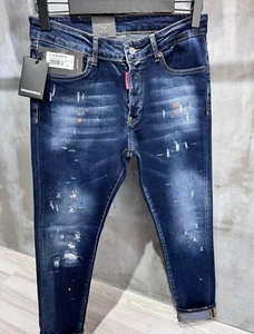 DSQUARED2 SLIM FIT SPLATTER JEANS ORANGE SPLATTER 2% MADE IN ITALY W28 - W38 - Picture 1 of 5