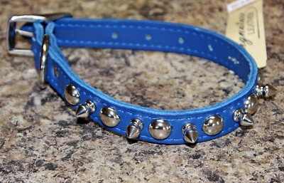 Collar de perro de cuero Ominpet Signature con tachuelas y púas azul 16 pulgadas nuevo Foto 1 de 4