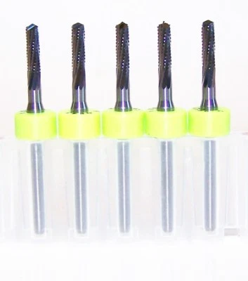 KYOCERA TYCOM (5) 2.40mm (.0945") CHIPBREAKER CARBIDE ROUTER BURRS, LOW SHEAR FRACTURE DESIGN