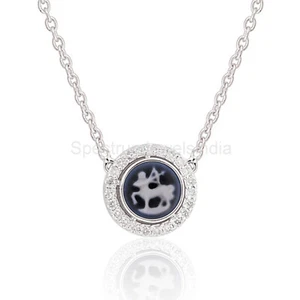 H/SI Pave Diamond Sagittarius Zodiac Sign Pendant 14k White Gold Necklace 1.07Ct - Picture 1 of 10