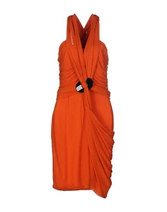 Abito Cocktail Senza Maniche Les Copains Twist Drappeggiato con Torsione $624 arancione 8 M Italia - Foto 1 di 2