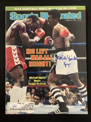 Leon Spinks Signed Sports Illustrated 3/28/83 Boxing Dwight Braxton Auto JSA - Image 1 of 4