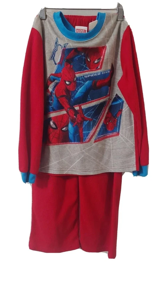 Marvel SPIDERMAN Boys 2pc Flannel Pajama Set Size 6/7 Long Sleeve Pants Red  - Image 1 of 4