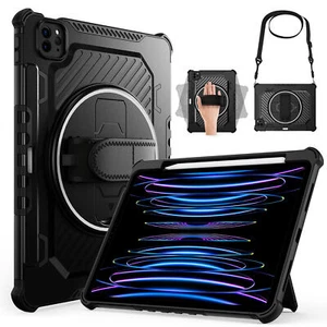 Hard Shockproof Stand Case w/Strap For iPad Pro 12.9"&11"/9/8/7th Gen/Air 5/4th - Picture 1 of 52