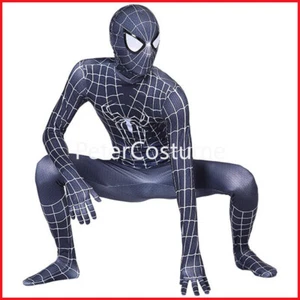 Adults Black Venom Spiderman Costume Mens Superhero Cosplay Jumpsuit Outfit - Picture 1 of 10