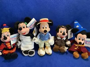 5 Disney MICKEY MOUSE Plush BeanBags TOGA Charleston PILOT Sorcerer NUTCRACKER - Picture 1 of 10