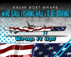 KIT DE ENVOLTURA DE VINILO KAYAK BANDERA AMERICANA 14 pies calcomanía gráfica/pegatina - Imagen 1 de 1