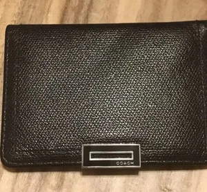 Coach Wallet Card Case Black Pebbled Leather - Picture 1 of 3