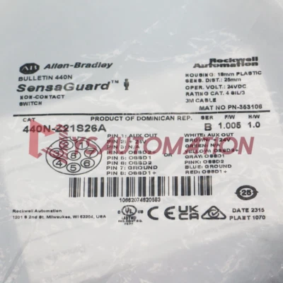 Allen Bradley 440N-Z21S26A SensaGuard, sin características especiales, interruptor sin contacto Foto 1 de 4