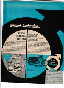 Original 1967 Triumph Motorcycle Magazine Ad "Triumph Leadership..." - Picture 1 of 1