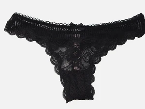 Victoria's Secret Dream Angels Damen-Tanga Höschen schwarz Spitze Größe XS neu ohne Etikett - Bild 1 von 4