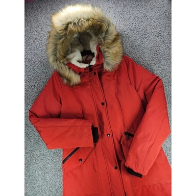 Sam Edelman женщин средний вниз парка зимнее пальто шерпа с подкладкой капюшон ржавчины оранжевый - Изображение 1 из 4