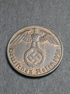Moneda nazi 1938 J 1 Reichspfennig Tercer Reich - Imagen 1 de 2