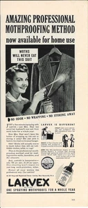 1942 LARVEX Mothproof Spray Bottle Vintage Magazine Print Advertising - Picture 1 of 1