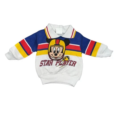 Vintage Disney Babies Baby Mickey Mouse Star Player Football Sweater 6-9 Months - Image 1 of 4