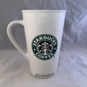 Vintage 2005 Starbucks Green Mermaid Logo Coffee Mug White Grande Tall Ceramic - Picture 1 of 4