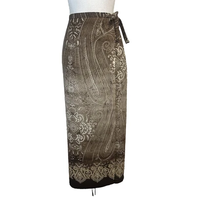 Falda Colección Nygard Talla 14 Marrón Cachemira Transparente Imitación Envoltura Larga Modesta Carrera Foto 1 de 4