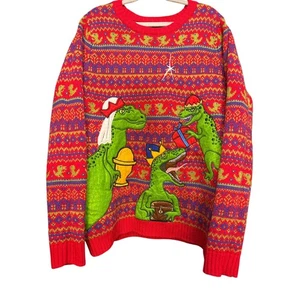 Blizzard Bay Herren Ugly Christmas Dinosaurier Pullover Jugend Langarm Größe L 14-16 - Bild 1 von 6