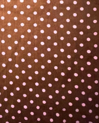 Lightweight Soft Corduroy Brown Pink Baby Polka Dot Springs Creative 3 Yds X 35” - Image 1 of 4