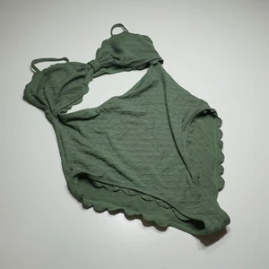 Cupshe Swimsuit Womens XL Analia Scalloped Trim Cut-Out One Piece Olive Green - Picture 1 of 13