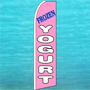 FROZEN YOGURT FLUTTER FLAG Tall Curved Advertising Sign Feather Swooper Banner - Picture 1 of 5