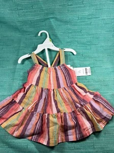 NEW Carters Baby Linen Blend Striped Colorful Sleeveless Summer Dress 3 Month GG - Picture 1 of 4