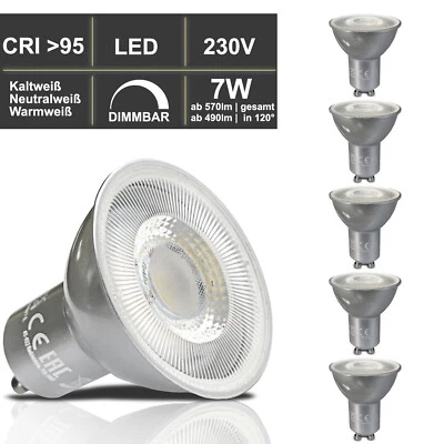 LED GU10 dimmbar 7W CRI95 110° Leuchtmittel Lampe 230V Spot Strahler Birne Set - Bild 1 von 4