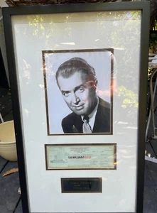 Movie TV legend Actor Jimmy Stewart 1980 SIGNED check With Glass Framed Photo - Picture 1 of 5