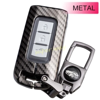 Metal Carbon Fiber Smart Key Chain Case Cover For Mitsubishi Outlander Lancer - image 1 of 4