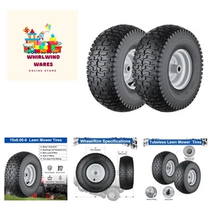 4 Ply Tubeless Lawn Mower Tires 15x6x6 - High Load Capacity 570 lbs - Picture 1 of 9