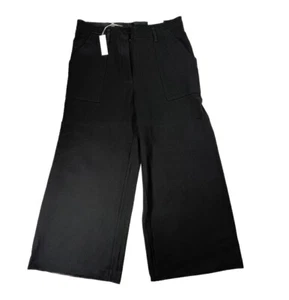 Max Studio Pants Cropped Wide Leg Women’s Size Medium Black Palazzo Trousers - Picture 1 of 5
