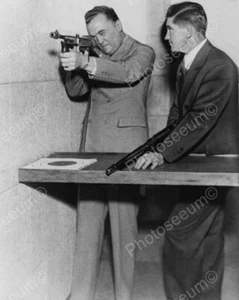 J Edgar Hoover Learns To Use Machine Gun 8x10 Reprint Of Old Photo - Picture 1 of 1