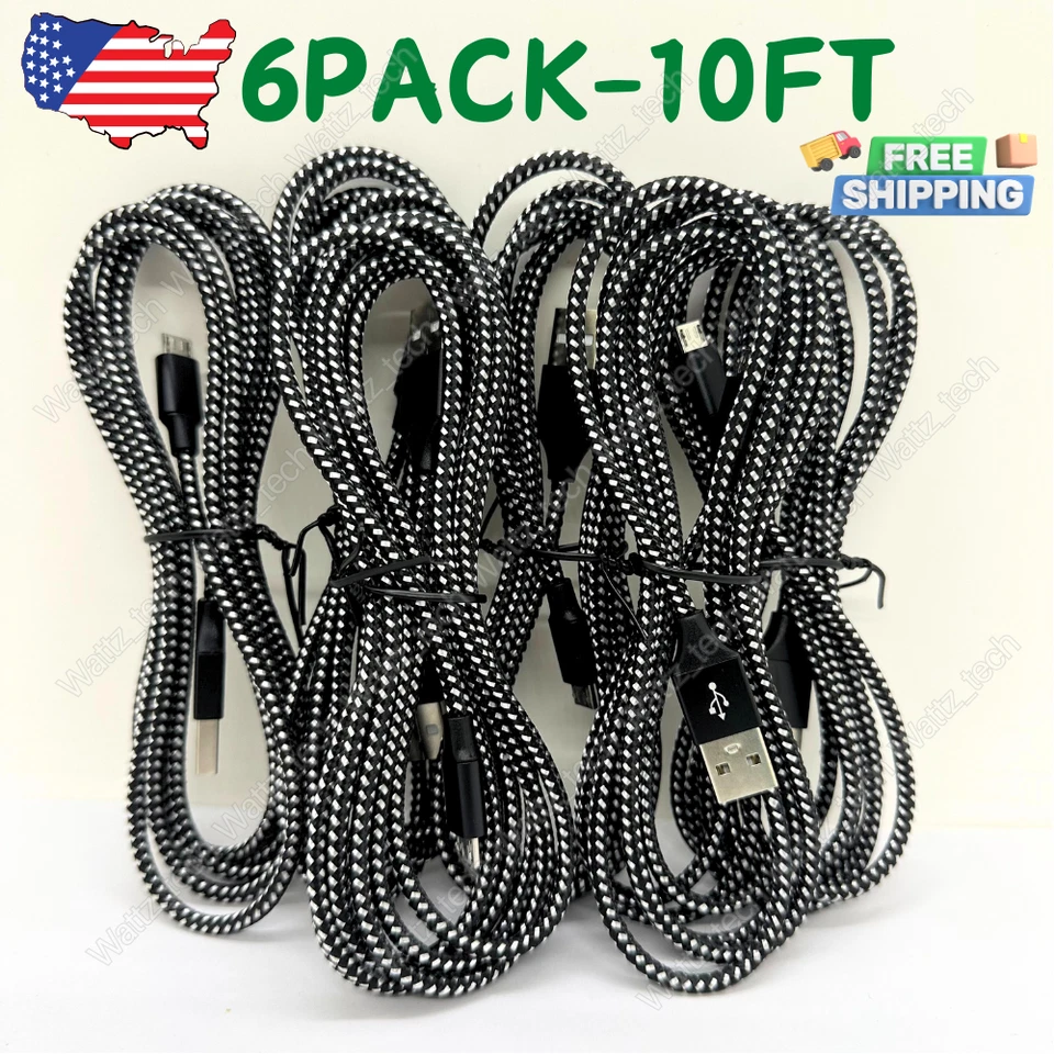 Paquete de 6 cables de carga rápida micro USB para cargador de teléfono Samsung Android Foto 1 de 4